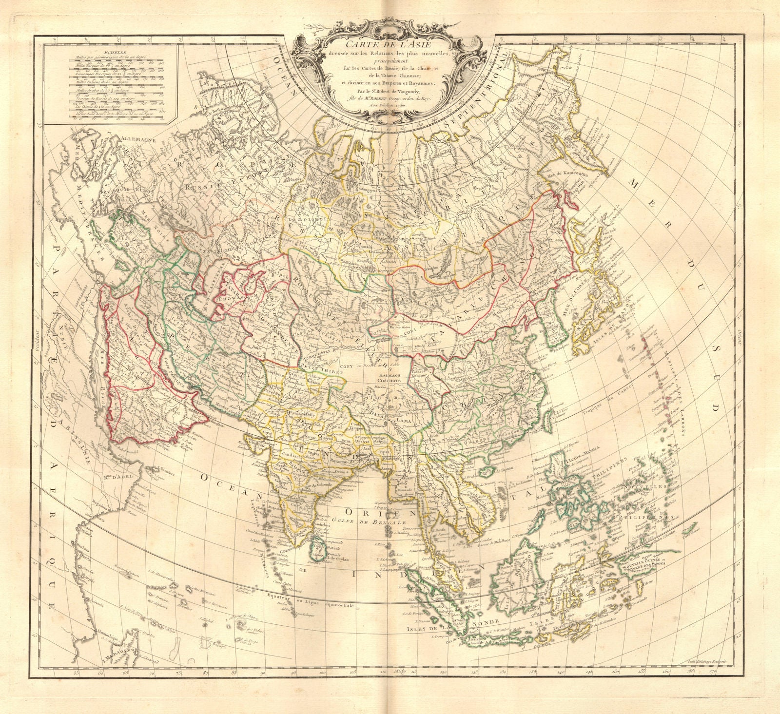 'Carte de L’Asie'. Asia. Mughal Empire & Oirat Kingdom. DE VAUGONDY 1750 map